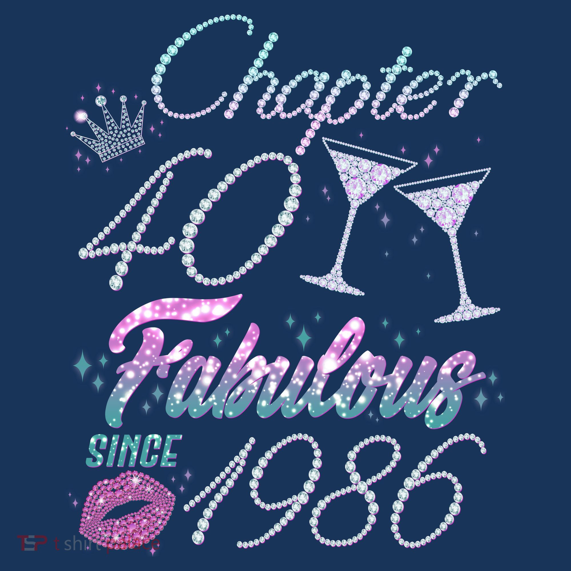 40th Birthday Chapter 40 Fabulous Since 1986 Rhinestones Diamonds Women's Hoodie