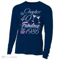 40th Birthday Chapter 40 Fabulous Since 1986 Rhinestones Diamonds Cooling Performance Long Sleeve Crew thumb 0