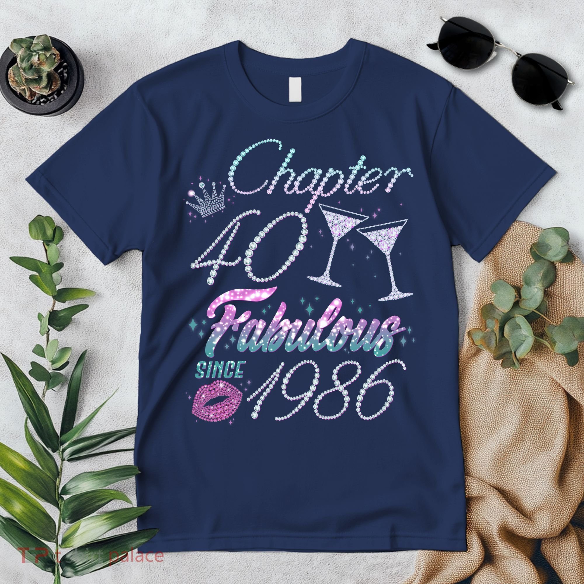 40th Birthday Chapter 40 Fabulous Since 1986 Rhinestones Diamonds Premium T-Shirt