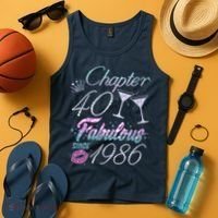 40th Birthday Chapter 40 Fabulous Since 1986 Rhinestones Diamonds Tank Top thumb 4