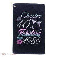 40th Birthday Chapter 40 Fabulous Since 1986 Rhinestones Diamonds Golf Towel thumb 0