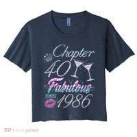 40th Birthday Chapter 40 Fabulous Since 1986 Rhinestones Diamonds Women's Crop Top Tee thumb 0