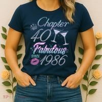 40th Birthday Chapter 40 Fabulous Since 1986 Rhinestones Diamonds Women's T-Shirt thumb 2
