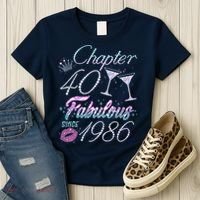 40th Birthday Chapter 40 Fabulous Since 1986 Rhinestones Diamonds Women's T-Shirt thumb 3