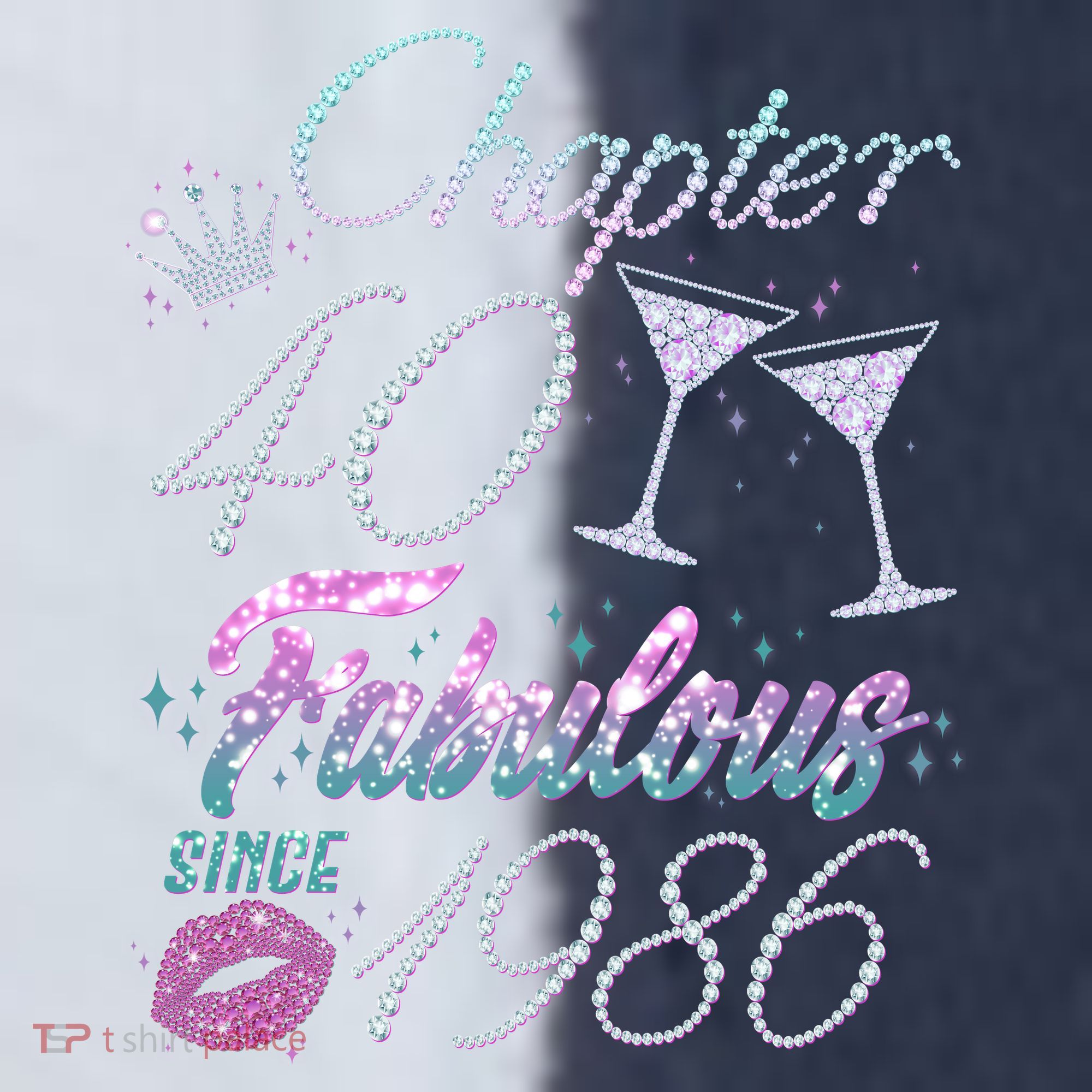 40th Birthday Chapter 40 Fabulous Since 1986 Rhinestones Diamonds Sport-Tek Competitor United Soccer Jersey