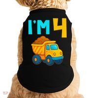 4th Birthday Cartoon Dump Toy Truck Construction I'M 4 Four Doggie Tank thumb 0