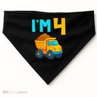 4th Birthday Cartoon Dump Toy Truck Construction I'M 4 Four USA-Made Doggie Bandana thumb 0