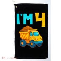 4th Birthday Cartoon Dump Toy Truck Construction I'M 4 Four Golf Towel thumb 0