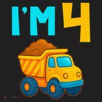 4th Birthday Cartoon Dump Toy Truck Construction I'M 4 Four Plastic Christmas Ball Ornament thumb 1