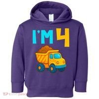 4th Birthday Cartoon Dump Toy Truck Construction I'M 4 Four Toddler Hoodie thumb 0