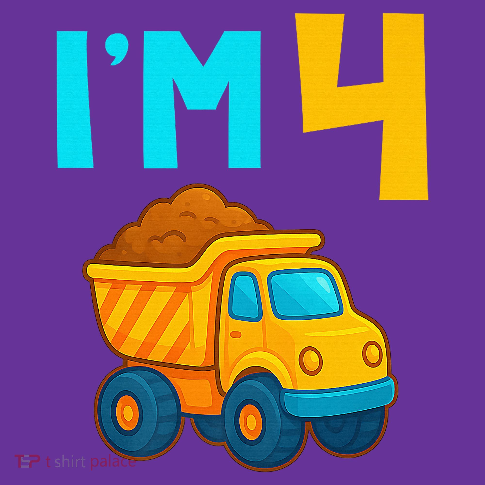 4th Birthday Cartoon Dump Toy Truck Construction I'M 4 Four Toddler Hoodie