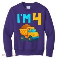 4th Birthday Cartoon Dump Toy Truck Construction I'M 4 Four Kids Sweatshirt thumb 0