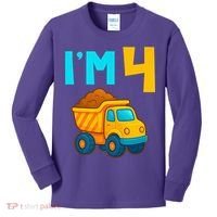 4th Birthday Cartoon Dump Toy Truck Construction I'M 4 Four Kids Long Sleeve Shirt thumb 0