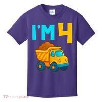 4th Birthday Cartoon Dump Toy Truck Construction I'M 4 Four Kids T-Shirt thumb 0