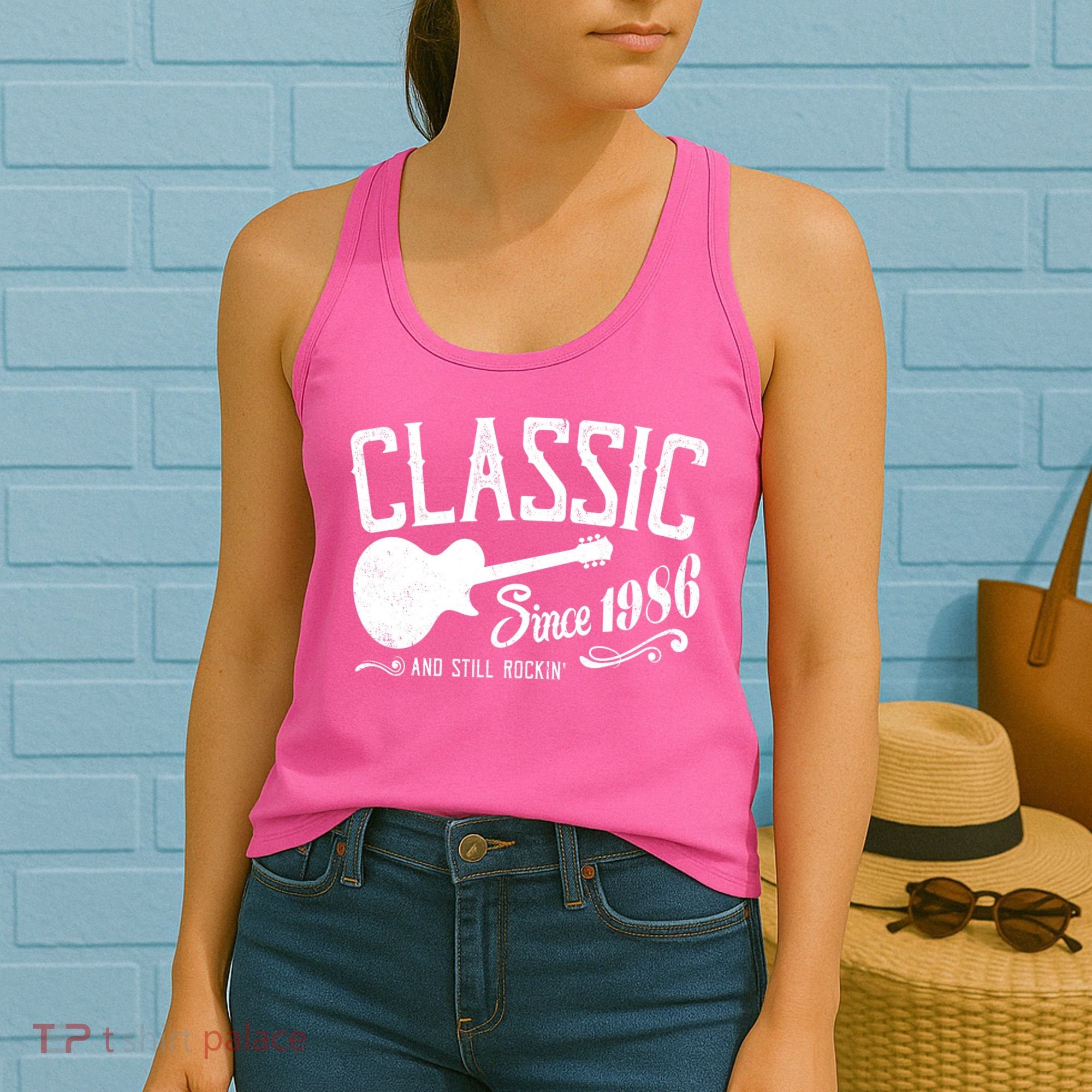 40th Birthday Classic Guitar Since 1986 And Still Rockin Women's Tank Top
