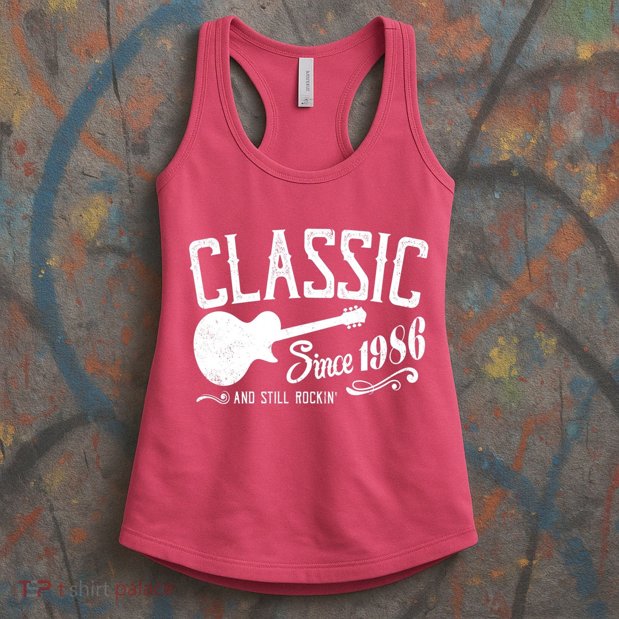 40th Birthday Classic Guitar Since 1986 And Still Rockin Women's Tank Top
