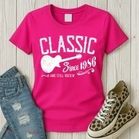 40th Birthday Classic Guitar Since 1986 And Still Rockin Women's T-Shirt thumb 3