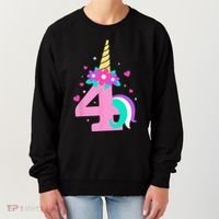 4th Birthday Cute Unicorn 4 Years Birthday Women's Sweatshirt thumb 0