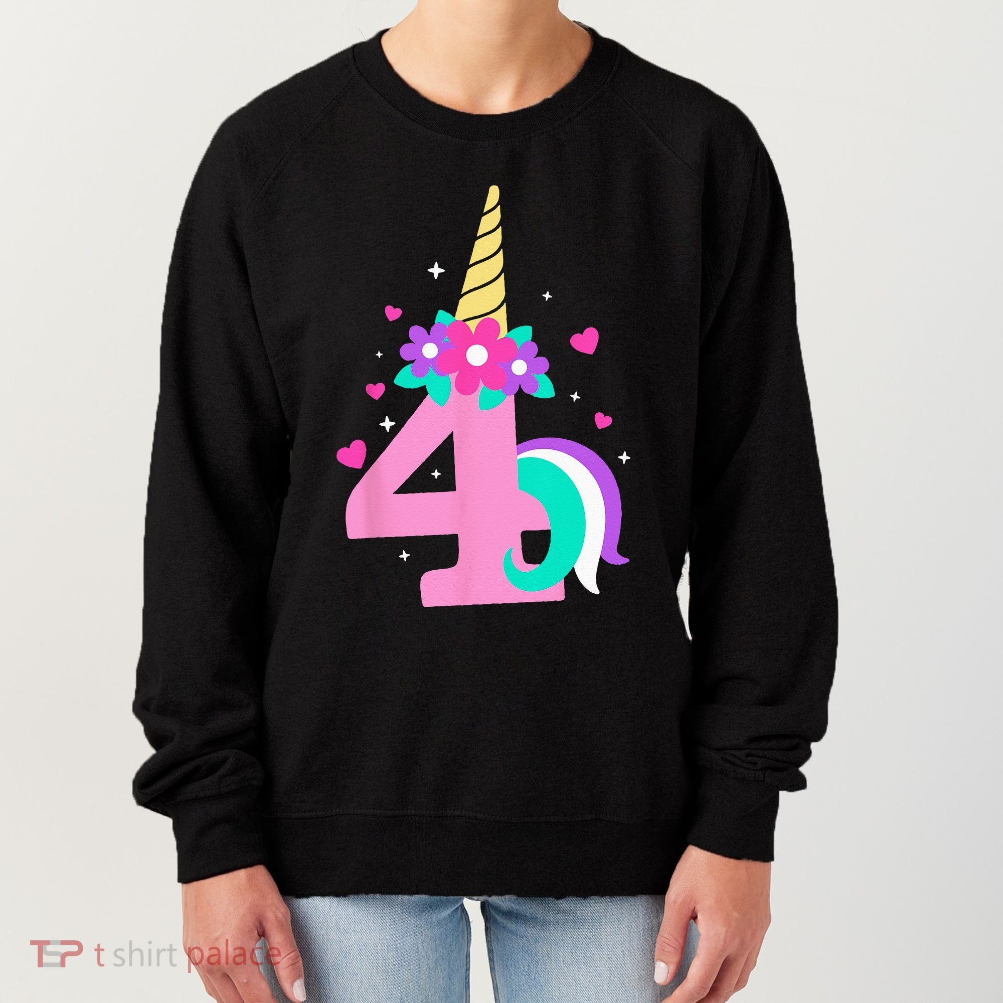 4th Birthday Cute Unicorn 4 Years Birthday Women's Sweatshirt
