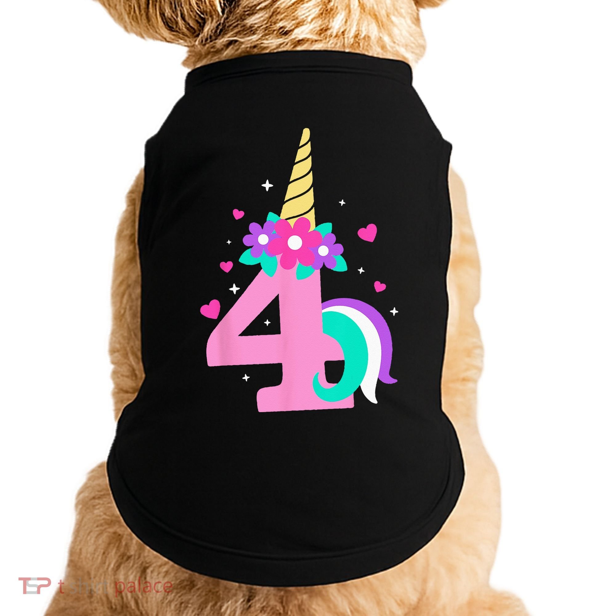 4th Birthday Cute Unicorn 4 Years Birthday Doggie Tank