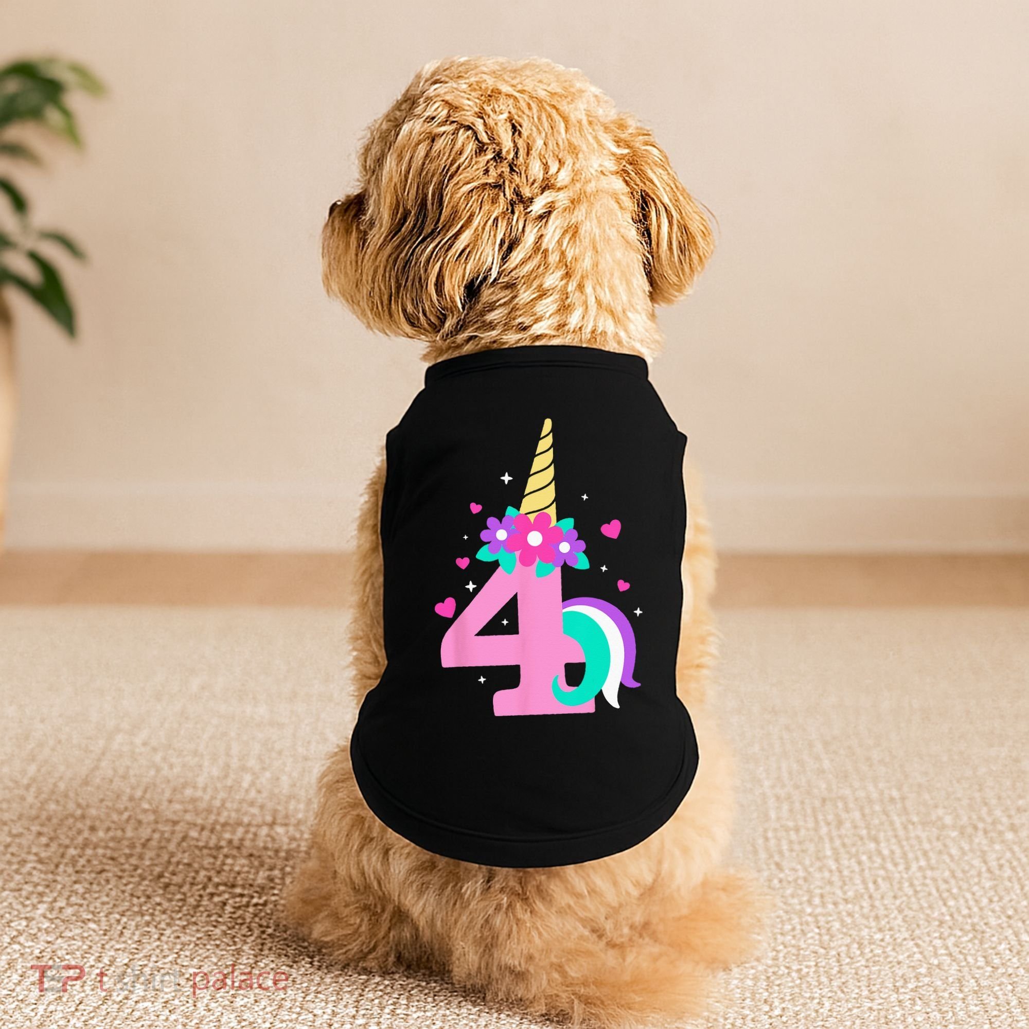 4th Birthday Cute Unicorn 4 Years Birthday Doggie Tank
