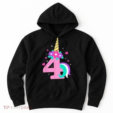 4th Birthday Cute Unicorn 4 Years Birthday Hoodie