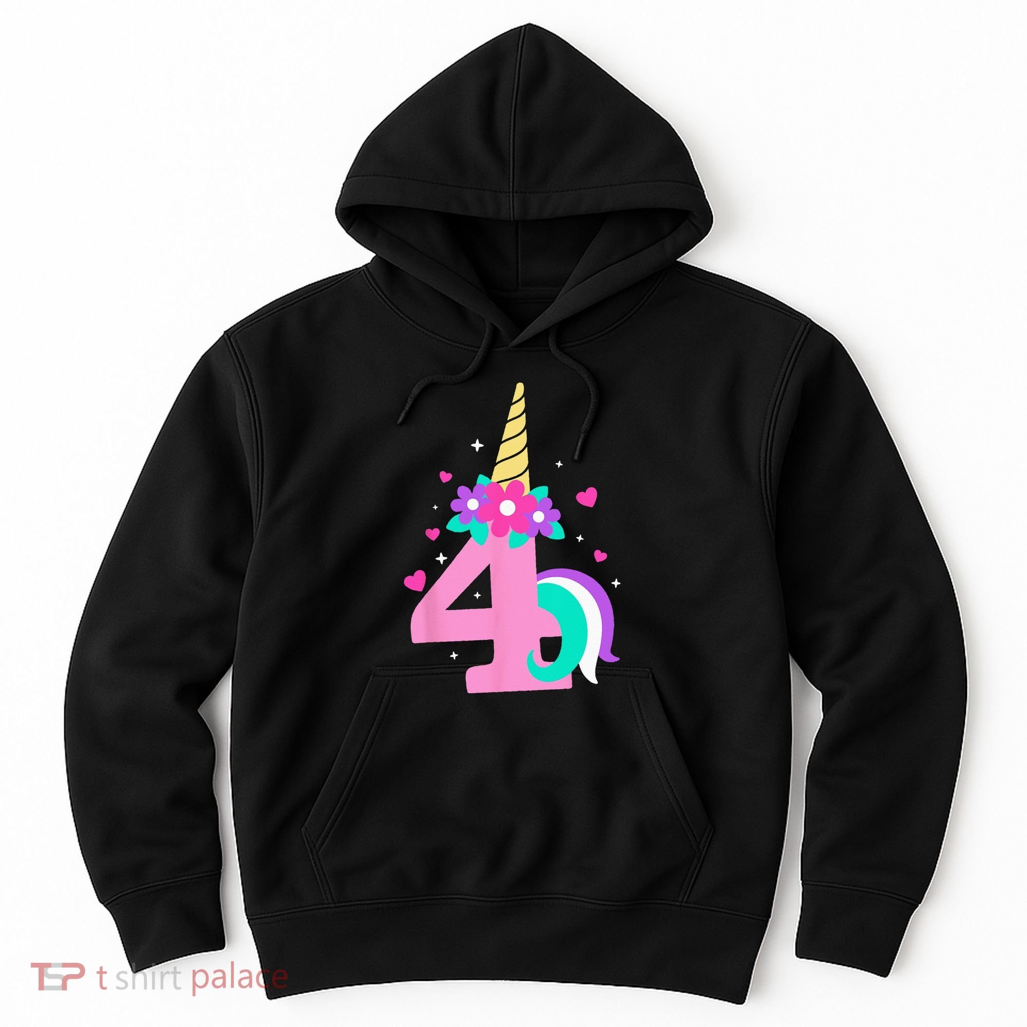 4th Birthday Cute Unicorn 4 Years Birthday Hoodie