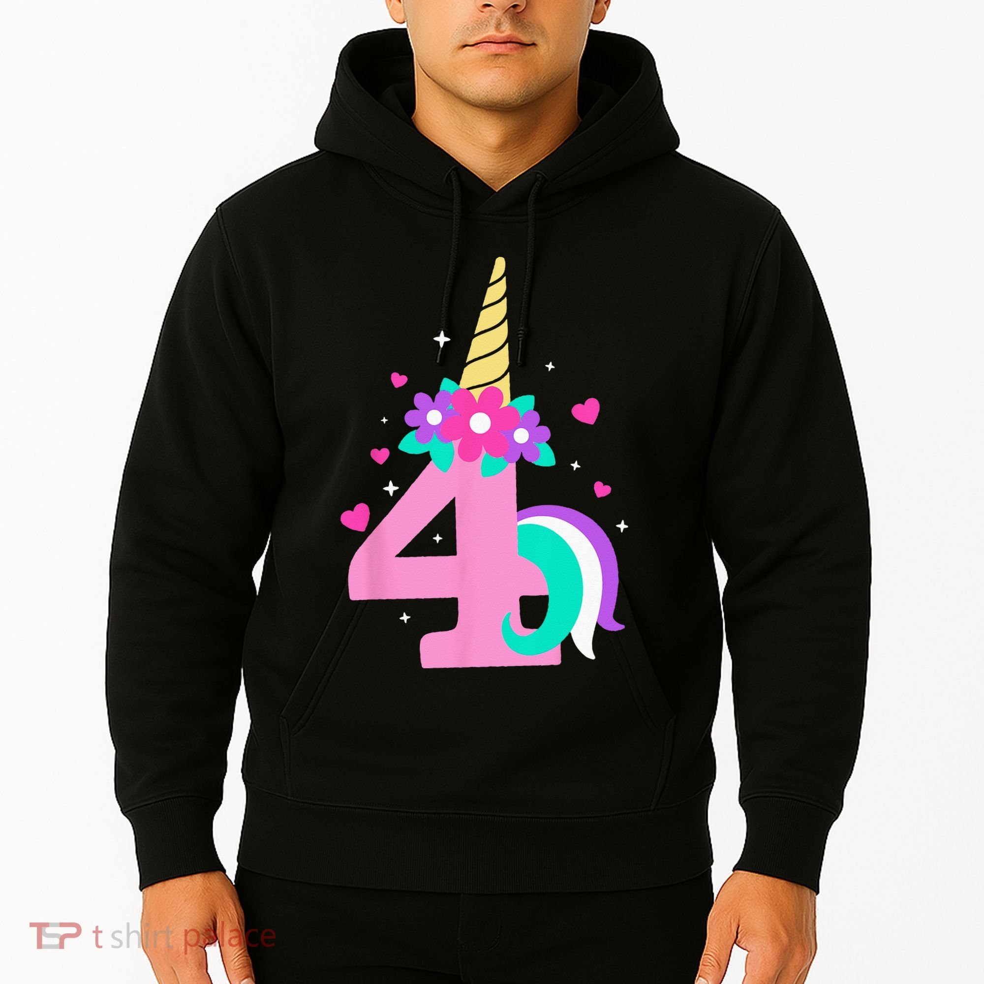 4th Birthday Cute Unicorn 4 Years Birthday Hoodie