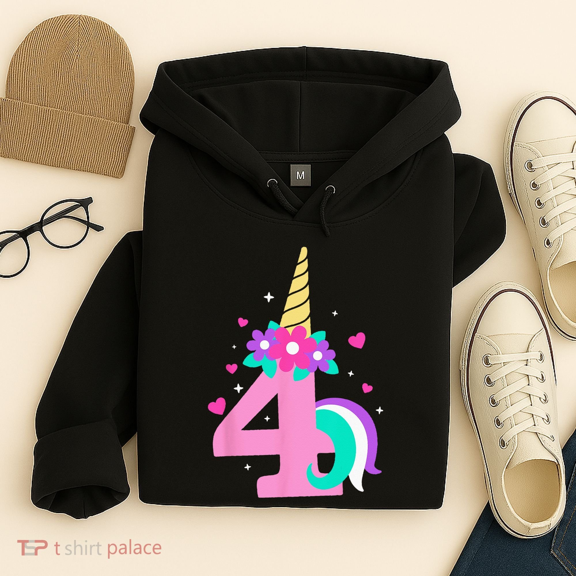 4th Birthday Cute Unicorn 4 Years Birthday Hoodie