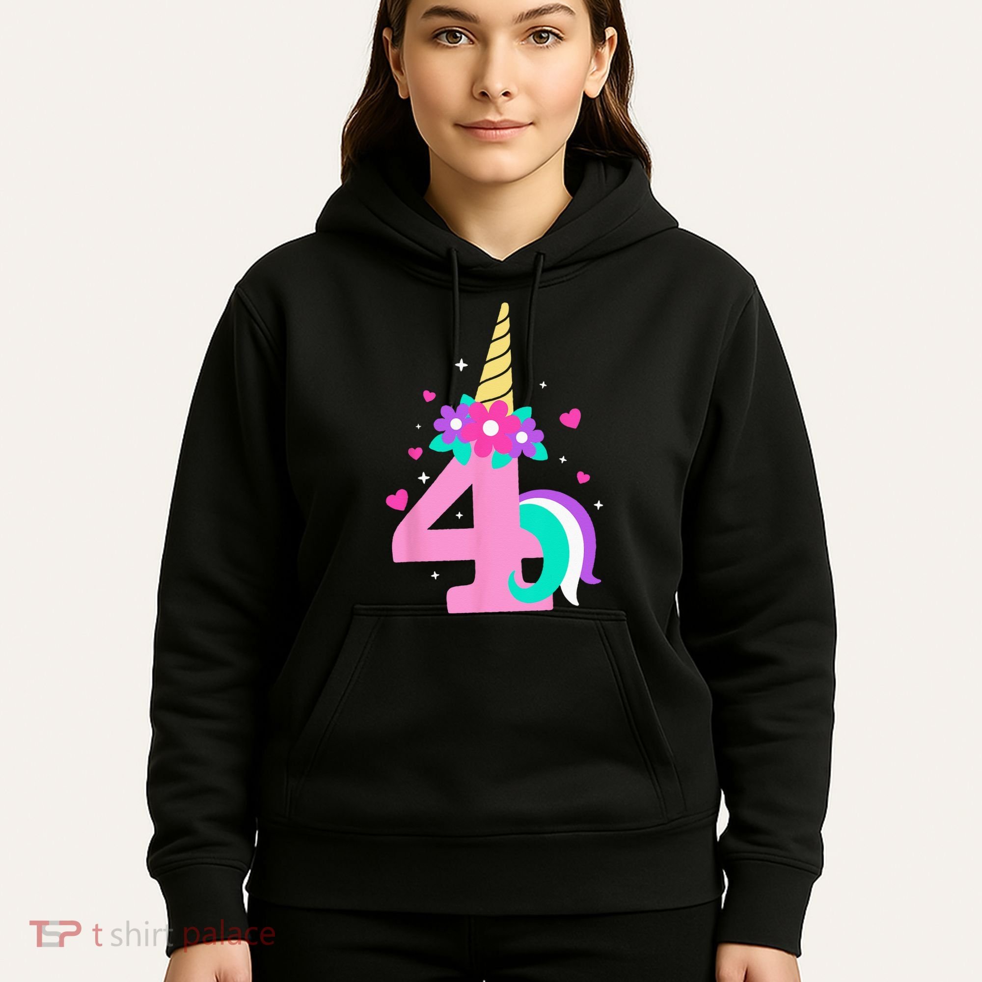 4th Birthday Cute Unicorn 4 Years Birthday Hoodie
