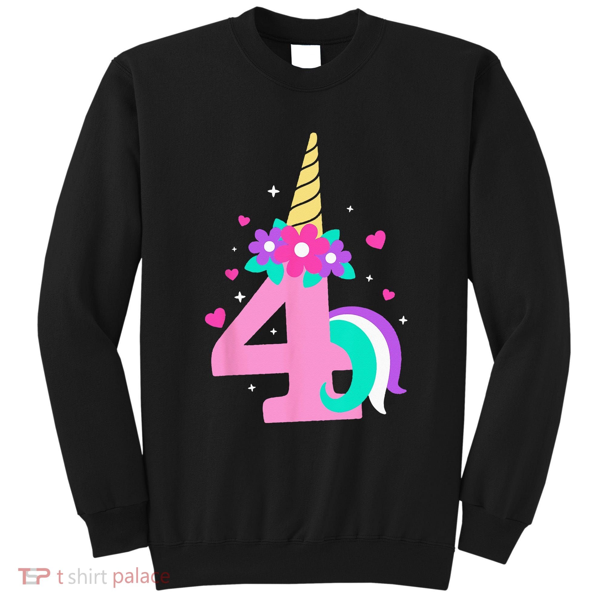 4th Birthday Cute Unicorn 4 Years Birthday Sweatshirt
