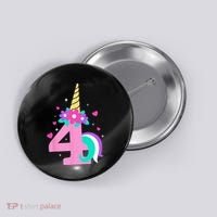 4th Birthday Cute Unicorn 4 Years Birthday Button thumb 0