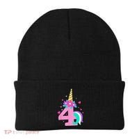 4th Birthday Cute Unicorn 4 Years Birthday Beanie thumb 0
