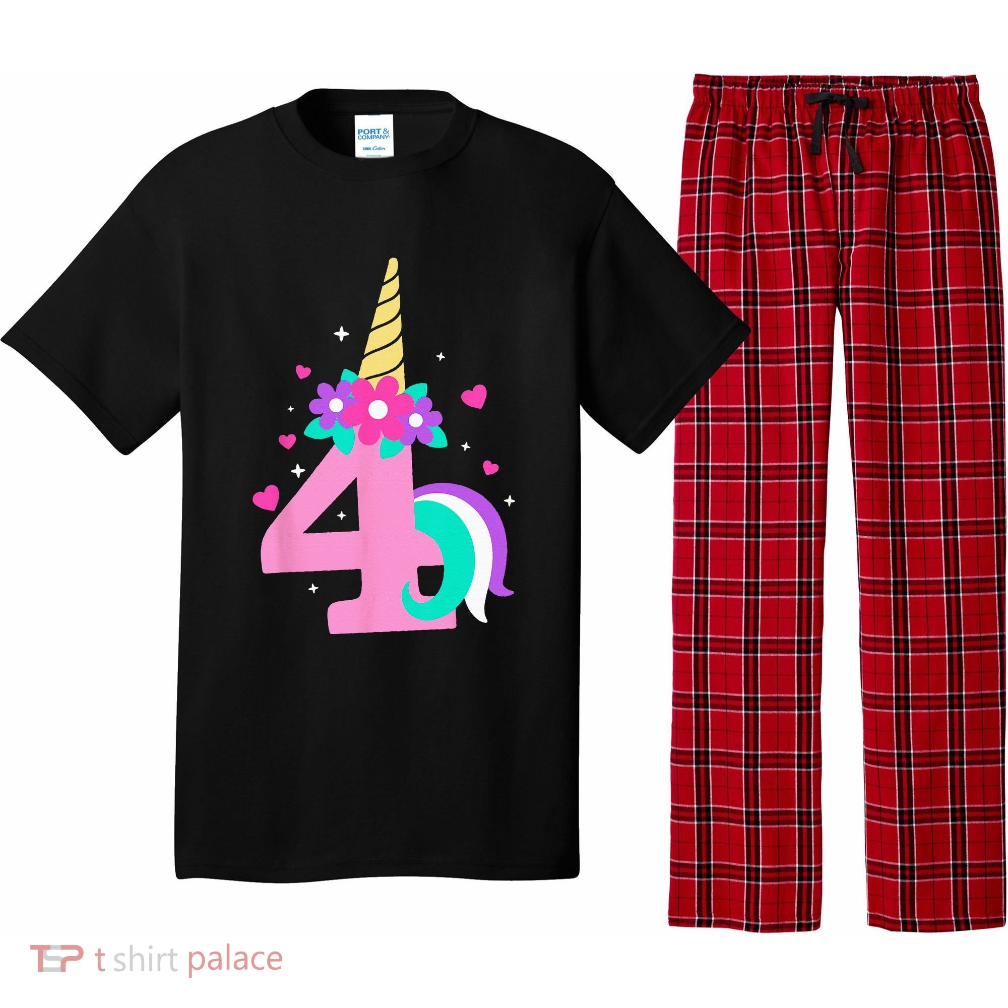 4th Birthday Cute Unicorn 4 Years Birthday Pajama Set