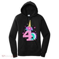 4th Birthday Cute Unicorn 4 Years Birthday Women's Hoodie thumb 0