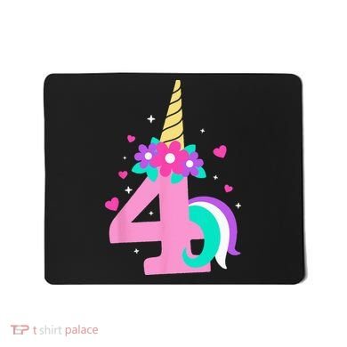 4th Birthday Cute Unicorn 4 Years Birthday Mousepad