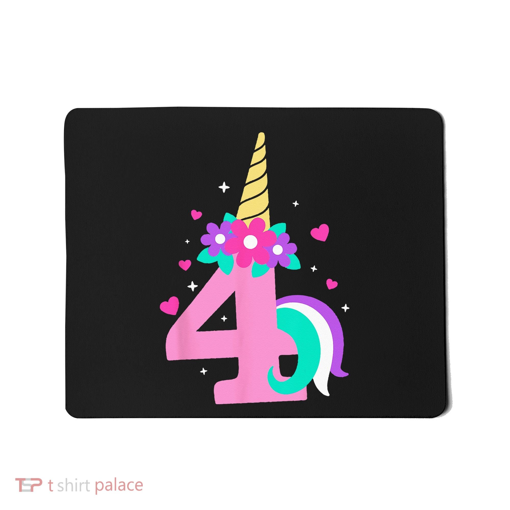 4th Birthday Cute Unicorn 4 Years Birthday Mousepad