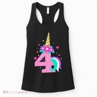 4th Birthday Cute Unicorn 4 Years Birthday Women's Tank Top thumb 0