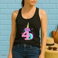4th Birthday Cute Unicorn 4 Years Birthday Women's Tank Top thumb 2