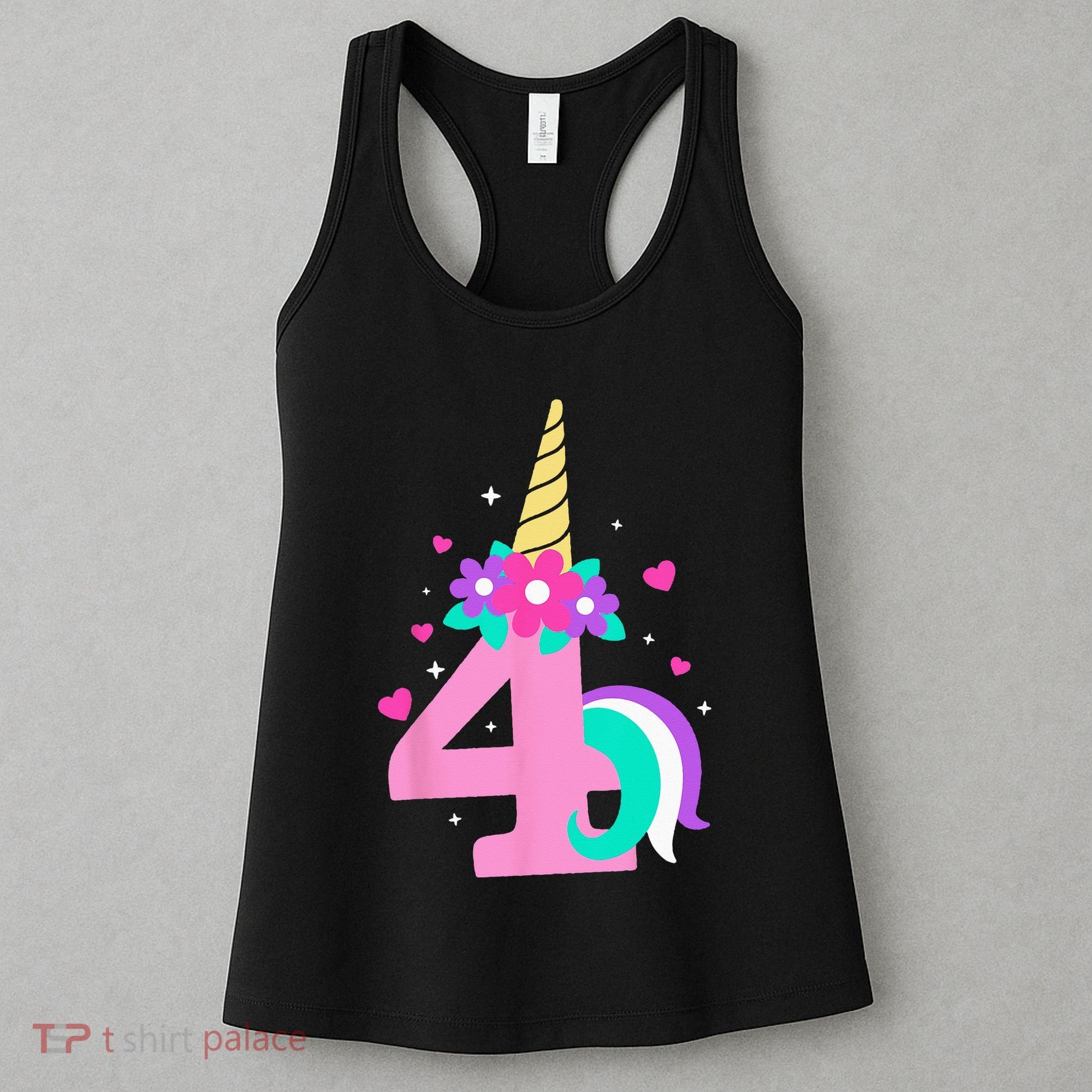 4th Birthday Cute Unicorn 4 Years Birthday Women's Tank Top