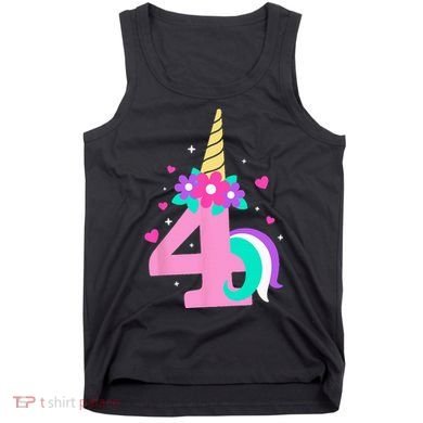 4th Birthday Cute Unicorn 4 Years Birthday Tank Top