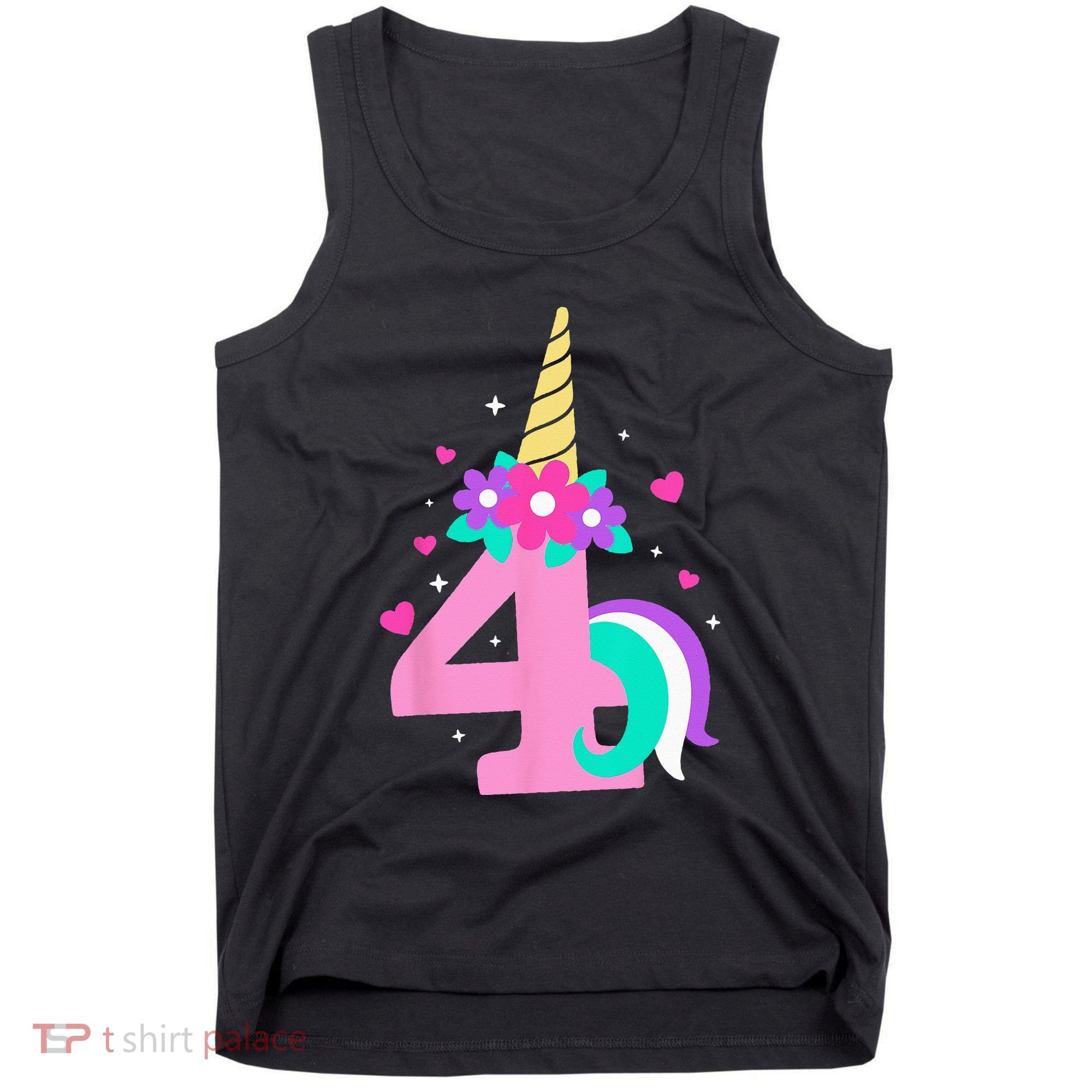 4th Birthday Cute Unicorn 4 Years Birthday Tank Top
