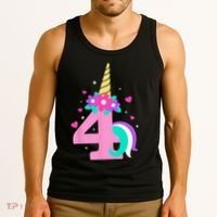 4th Birthday Cute Unicorn 4 Years Birthday Tank Top thumb 3