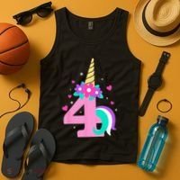 4th Birthday Cute Unicorn 4 Years Birthday Tank Top thumb 4