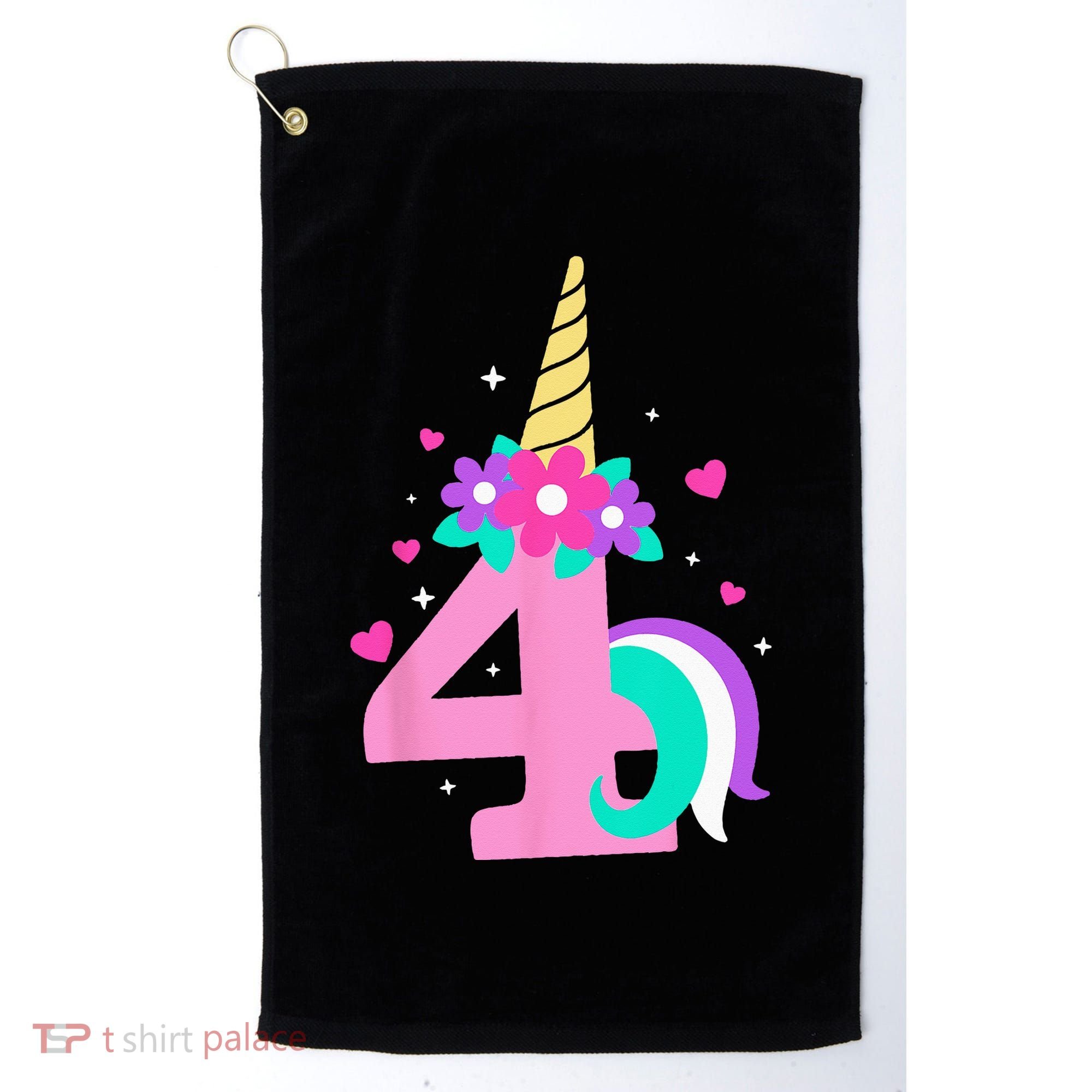 4th Birthday Cute Unicorn 4 Years Birthday Golf Towel