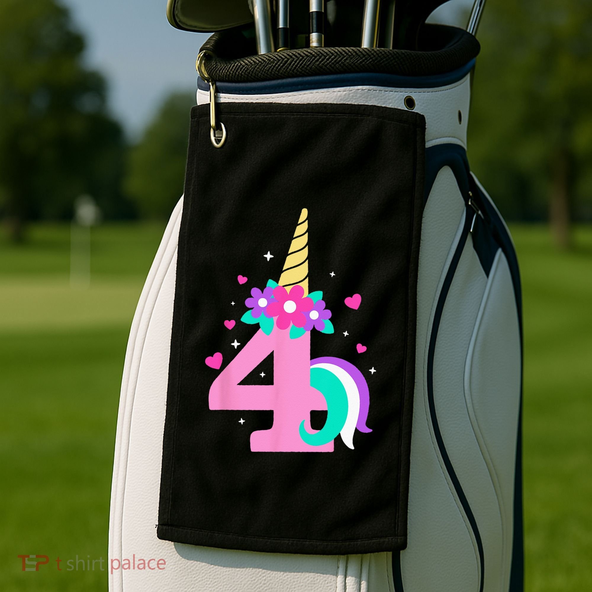 4th Birthday Cute Unicorn 4 Years Birthday Golf Towel