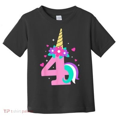 4th Birthday Cute Unicorn 4 Years Birthday Toddler T-Shirt