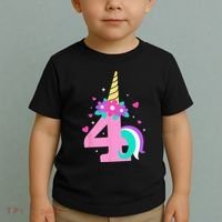 4th Birthday Cute Unicorn 4 Years Birthday Toddler T-Shirt thumb 2