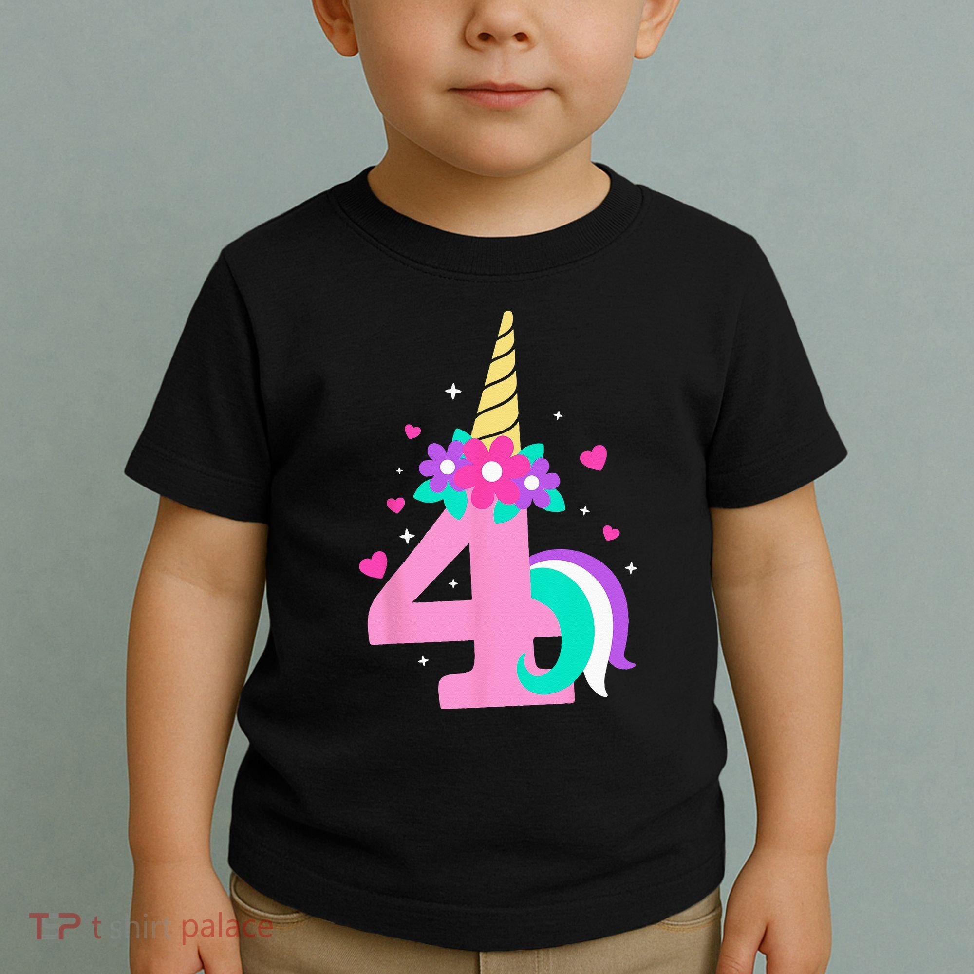 4th Birthday Cute Unicorn 4 Years Birthday Toddler T-Shirt