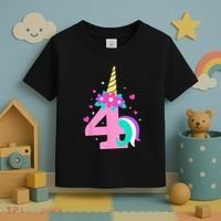 4th Birthday Cute Unicorn 4 Years Birthday Toddler T-Shirt thumb 3